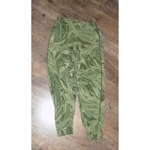 Athleta Venice Joggers Women 4 Green Marble Swirl Print Tapered Pockets